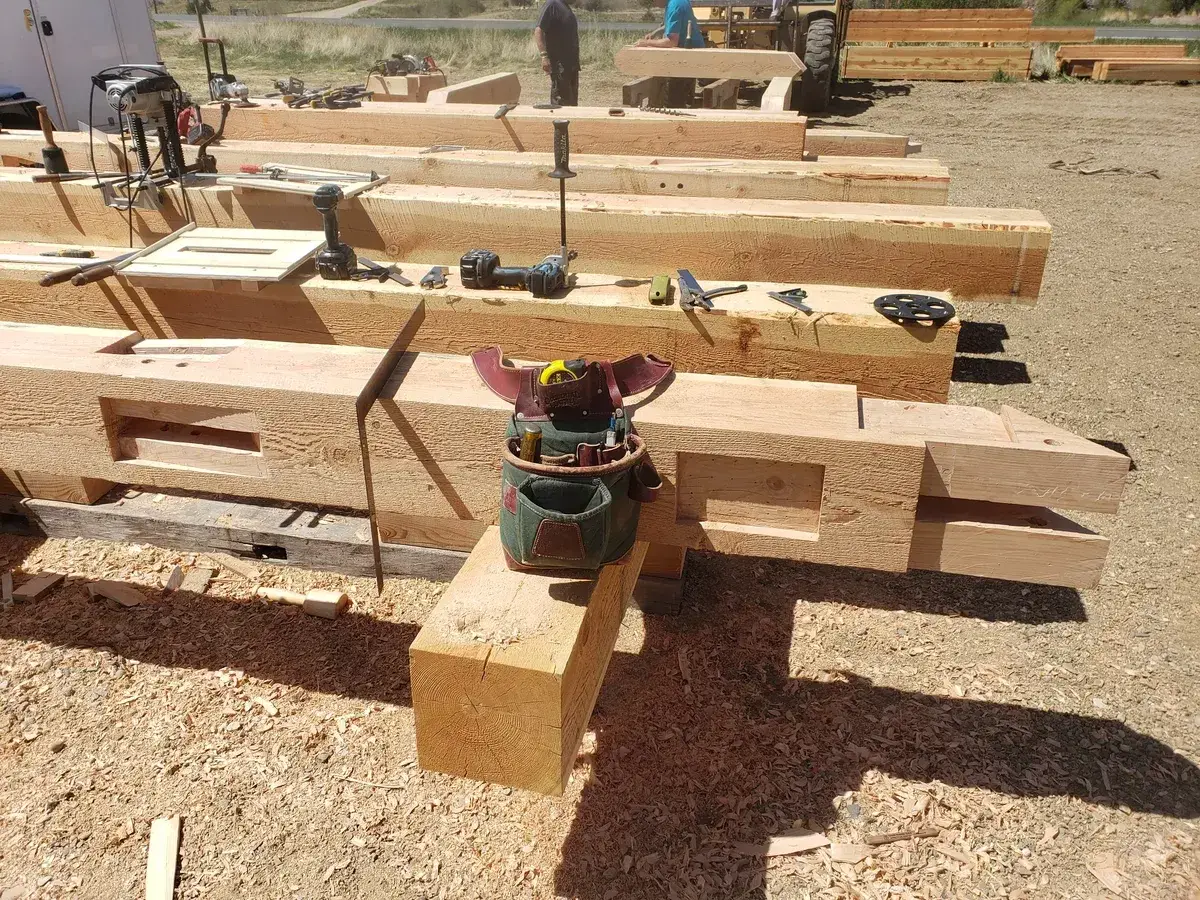 Timber framing in progress