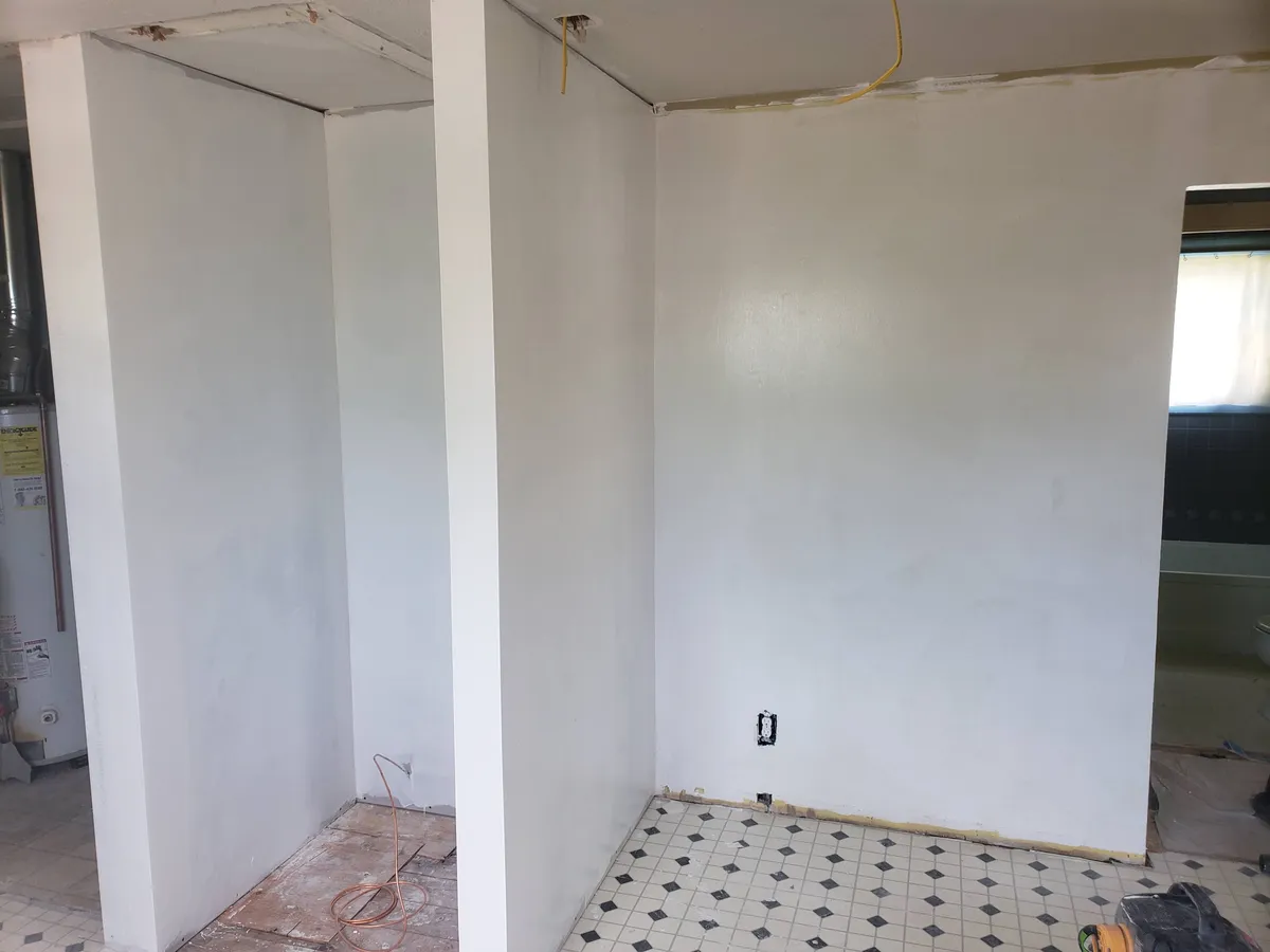 Room interior during drywall and remodeling work in progress